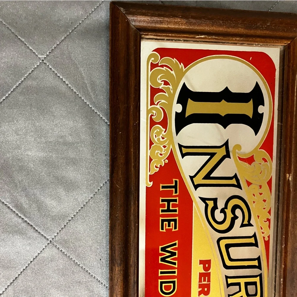 Vintage Insurance Sign with Wooden Frame